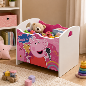 Caixa Baú Organizadora de Brinquedos infantil MDF Peppa Rosa