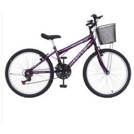 Bicicleta Aro 26 Voyce Traid Fem 21 Marchas C/ Cesta Violeta