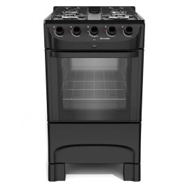 Fogão Mueller preto fosco 4 Bocas com mesa esmaltada e acendimento MFI4BC