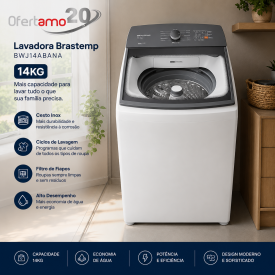 Lavadora de Roupa Brastemp Automática BWJ14ABANA 14Kg 127 V Branca