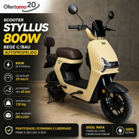 BICICLETA ELETRICA SCOOTER STYLLUS 800W BEGE C/BAU - AUTOPROPELIDO