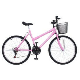 BICICLETA ARO 26 VOYCE TRAID FEM 21M C/CESTA ROSA