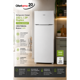 Refrigerador Consul 332 L 2P Duplex  CYCLE Defrost - CRD37 CRD37MBANA Branca 110 VOLTS