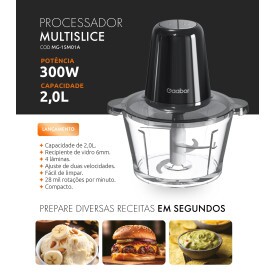 Processador Multislice 300w Vidro 127V MG-15M02AS Gaabor
