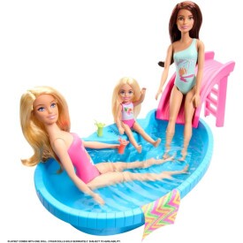 HRJ74 BARBIE PISCINA COM BONECA MAIO ROSA