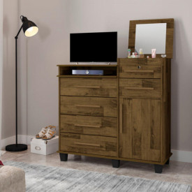 Cômoda Brilhante com Espelho Amadeirado 02210AD Fabrimóveis