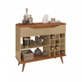 Aparador Bar Grace 2 Gavetas Champagne/Cedro Casa D Móveis