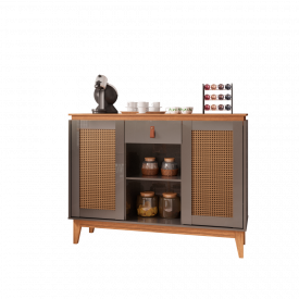 Aparador Buffet Diamante 1G Cinza Perola/Noce Casa D Móveis FORA DE LINHA
