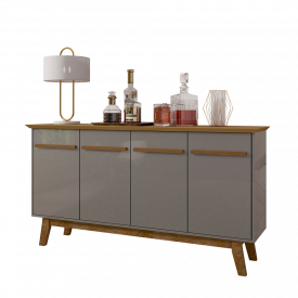 Aparador Buffet Opala C/4 Portas Tampo MDF Cinamomo Titanium Bechara 