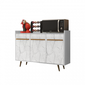 Aparador Buffet Quartzo 3P Branco Carrara 2075760 Bechara