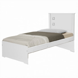 Cama Solteiro Barcelona Tebarrot Branco Branco/Preto Quarto