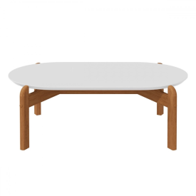 Mesa de Centro Lizz Oblonga Branco Cedro Casa D Moveis