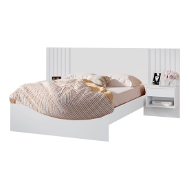 Cama Casal Zara com Mesa de Cabeceira Branco Robel Móveis FORA DE LINHA