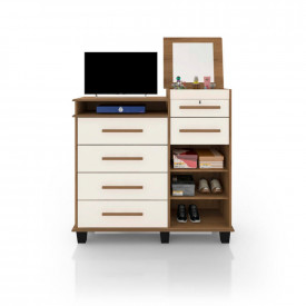 Cômoda Brilhante com Espelho Off W Freijó 02210FW Fabrimóveis