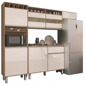 Cozinha Smart Compacta Armario 2396mm Freijo/Off White Vitamov