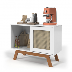 Cantinho do Café Baixo Rattan Branco Ofertamo Móveis