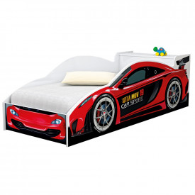 Cama Carro Solteiro com Bau Vermelho Vitamov