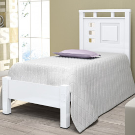 Cama Solteiro 0,90 Genova Detalhe Espelho Branco Vitamov