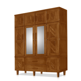 Roupeiro Chicago 104 Castanho 04 Portas c/ 2 Espelhos Atraente