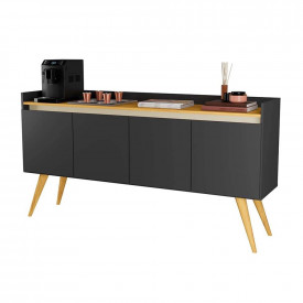 Buffet Gold 4 Portas Preto Mel 1476 Primus Móveis