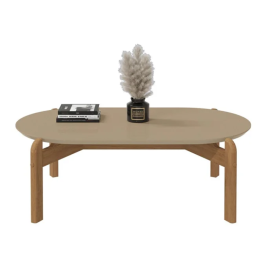 Mesa de Centro Lizz Oblonga Champagne Cedro Casa D Moveis