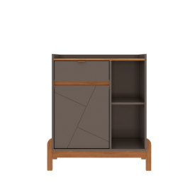 Aparador Bar Bari Cinza Perola Cedro Pés Madeira Casa Moveis