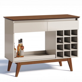 Aparador Imcal Classic Com Adega Para 12 Garrafas - 61575 - Off White Com Freijó