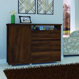 Cômoda Sky 3 Gavetas Freijó Primus Móveis Quarto