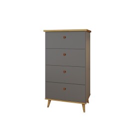 Cômoda Acacia C 4 Gavetas Cinza Mel  Primus Móveis FORA DE LINHA