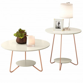 Conjunto Mesa Centro E Apoio Liz Ej Móveis Off White 21715