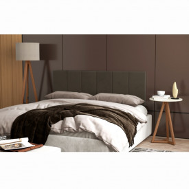 Conjunto Cabeceira 1,60 Marrom c/Mesa Redonda e Luminaria Amadeirado/Off White OFERTAMO