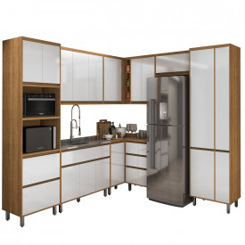 Cozinha Agata 01 2860x2616mm - 10 Peças Freijo/Branco Vitamov