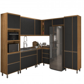 Cozinha Agata 01 2860x2616mm - 10 Peças Freijo/Grafite Vitamov