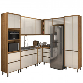 Cozinha Agata 01 2860x2616mm - 10 Peças Freijo/Off White Vitamov