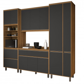 Cozinha Agata 02 2600mm - 04 Peças Freijo/Grafite Vitamov