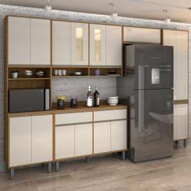 Kit Armario Cozinha Inova 3240mm Freijo/Off White Vitamov FORA DE LINHA