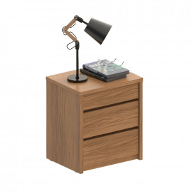 Mesa de Cabeceira Premium 3 Gavetas Noce Casa D Móveis 