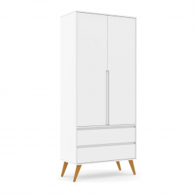 Roupeiro 02 Ptas Retrô Clean Matic Branco Soft Eco Wood 70494 Bebe