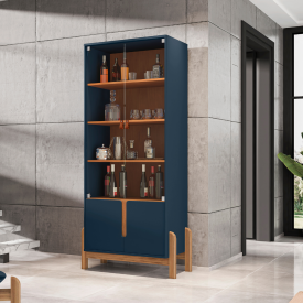 Cristaleira Lizz 4 Porta Azul Cobalto Cedro Casa D Móveis