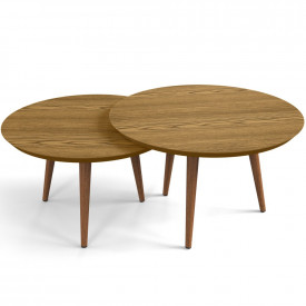 Conjunto Mesa de Centro Luna Pés Palito 67 e 59 Cumarú Patrimar