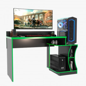 Mesa Gamer Escrivaninha Preto com Verde Valdemóveis