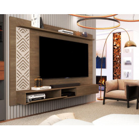 Painel TV Roma Cambel Castanho/Off-White/Castanho