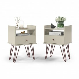 Conj. 2 Mesas de Cab. Bill Off White 1 Gaveta Patrimar