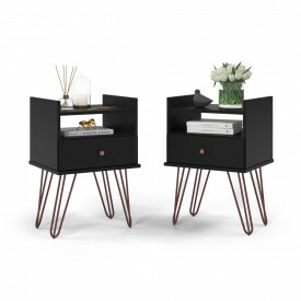 Conj. 2 Mesas de Cab. Bill Preto Acetinado 1 Gaveta Patrimar