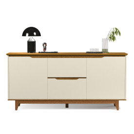 Aparador Buffet  2 Portas Flow Ej Móveis Off White Freijó Sala