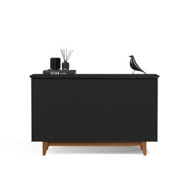 Aparador Buffet  3 Portas Flow Ej Móveis 51520 Preto Sala