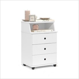 Mesa de Cabeceira Luxo New Branco 25800 3Gav EJ Móveis 