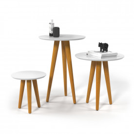 Conjunto 3 Mesas 4203 Pés Palito Branco Ofertamo Sala