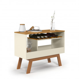 Balcão Buffet Adega Pés em Madeira Arthur Off White Mel Ofertamo