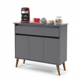 Aparador Zeus1 Gaveta Cinza EJ Móveis